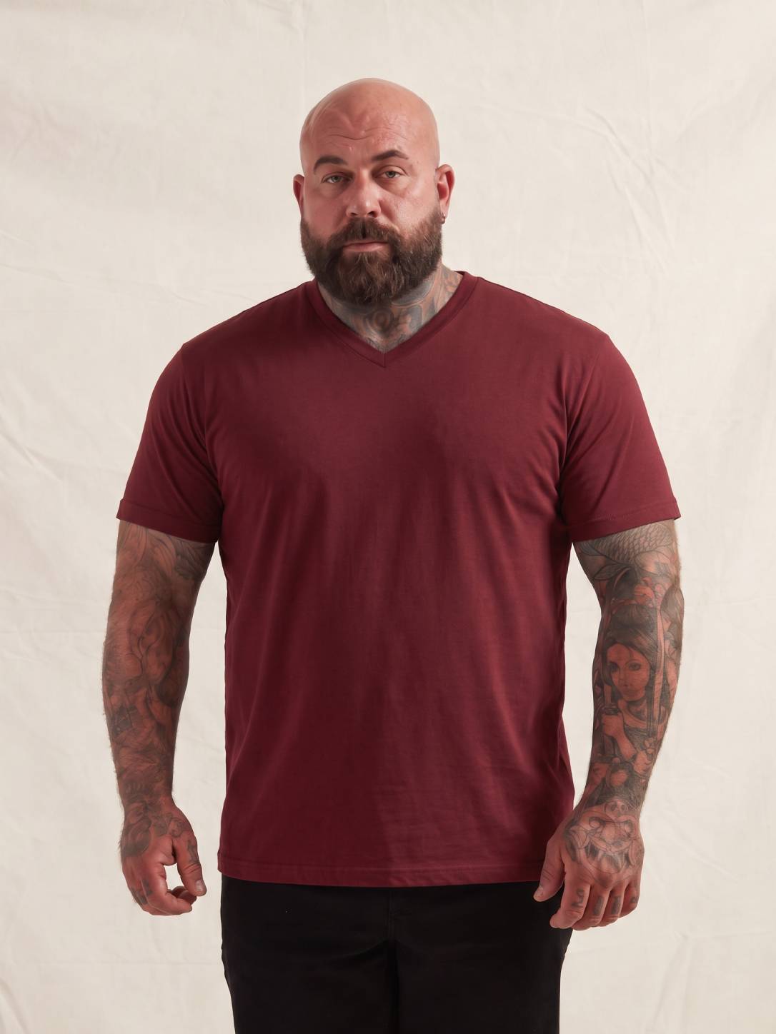 Burgundy V-Neck T-Shirt