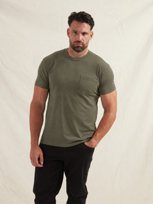 Khaki Pocket Crew Neck T-Shirt