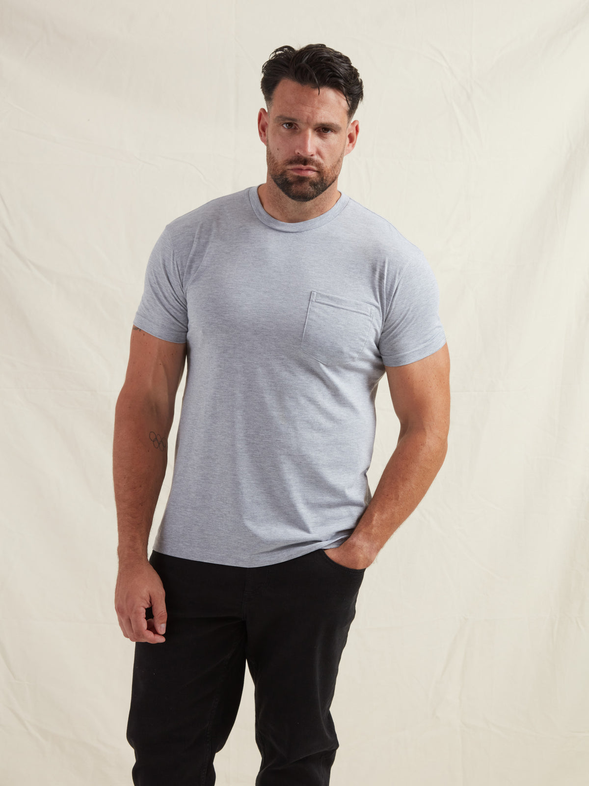 Heather Grey Pocket Crew Neck T-Shirt