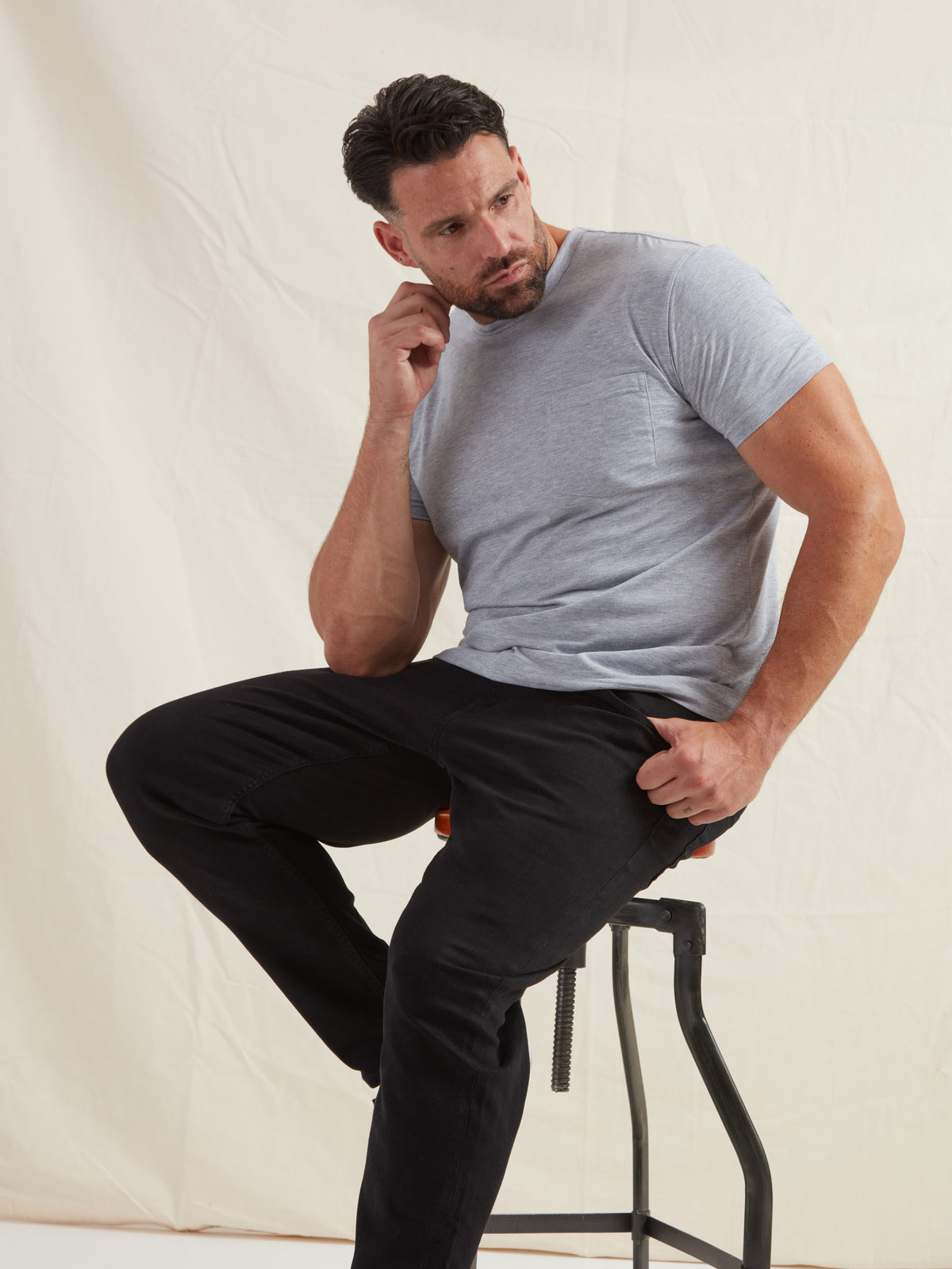 Heather Grey Pocket Crew Neck T-Shirt