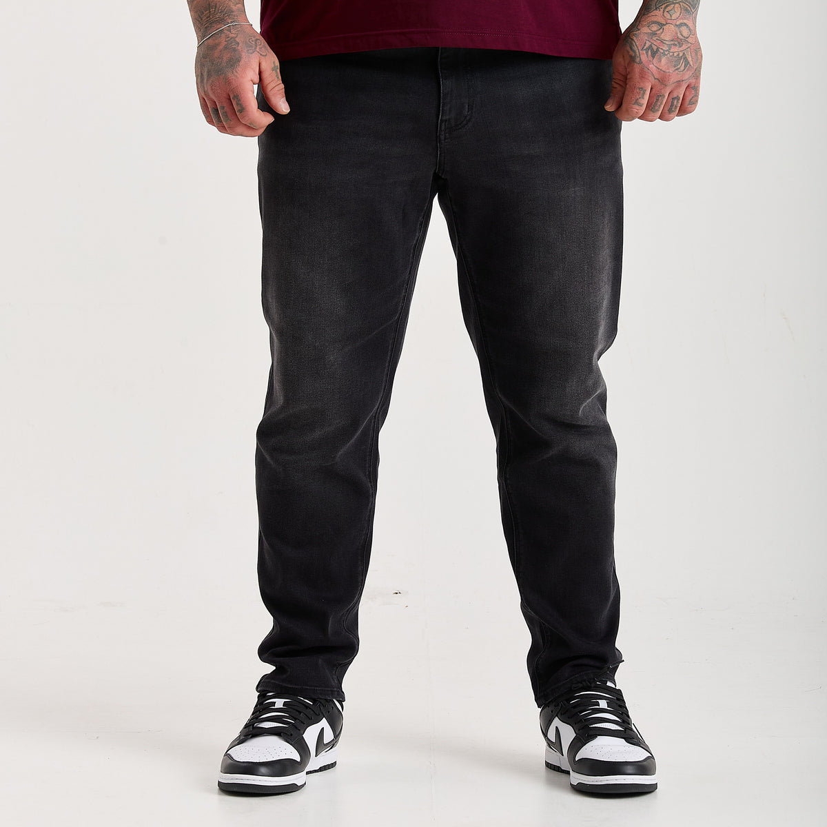 Black Pull-On Athletic Taper Jeans